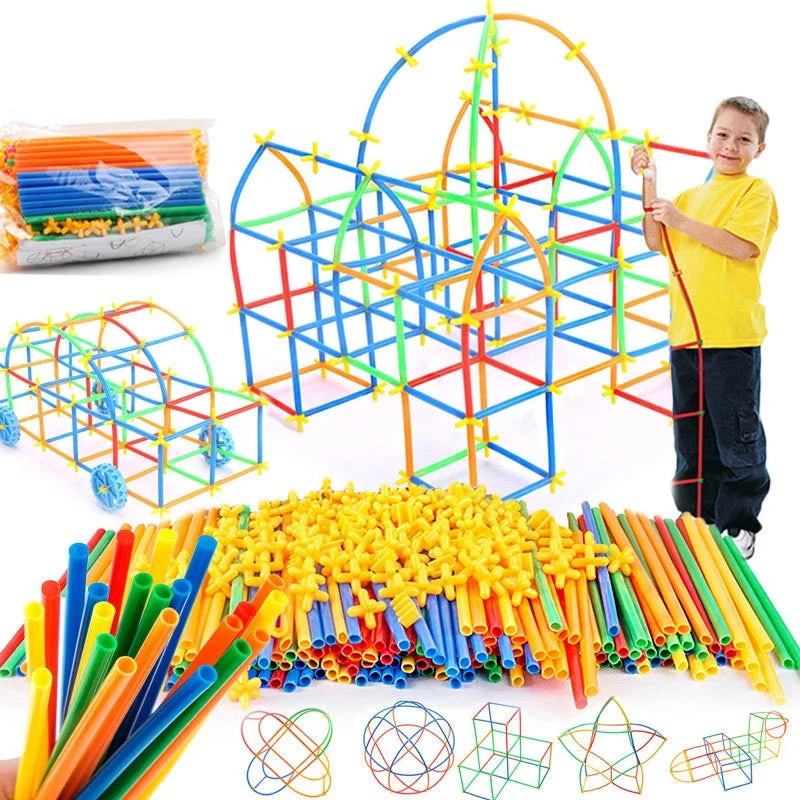 STEM Straw Building Set – Colorful Construction Toy with Connectors for Kids