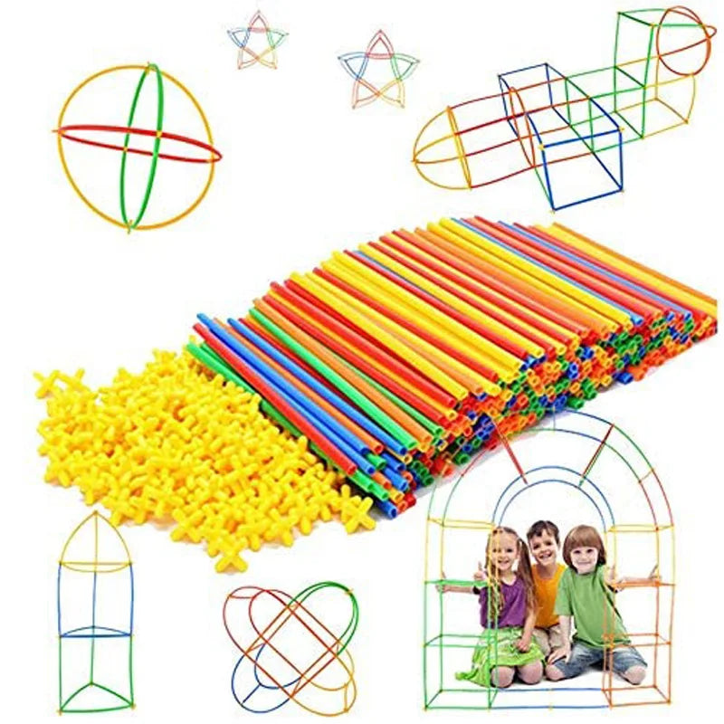 STEM Straw Building Set – Colorful Construction Toy with Connectors for Kids